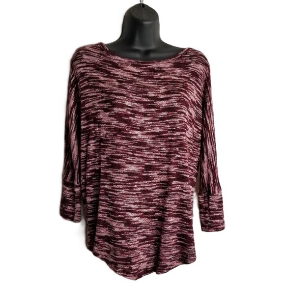 Market Spruce Space Dyed Dolman Sweater Size S Burgundy Pink Marled USA Made - Picture 1 of 7